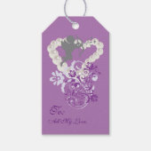 Cupido Bloemen Parels Hart Paarse Gift Label Cadeaulabel (Voorkant)