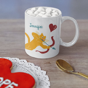 Cupido Cats Valentijnsdag gepersonaliseerd Koffiemok