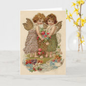 Cupido Cherubijn Engel Roos Vergeet-mij-nietje Kaart (Gele Bloem)