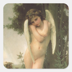 Cupido (Cupidon) engel portret door Bouguereau Vierkante Sticker