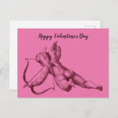 Cupido de engel in roze Valentijnsdag Kaart (Voorkant / Achterkant)