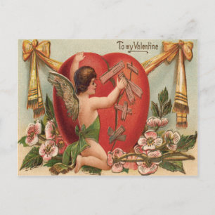 Cupido Gebroken Hart Plakkende Bloemen Briefkaart
