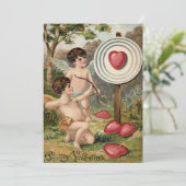 Cupido Hart Boog Pijl Doel Trouw Uitnodiging (Staand voorkant)