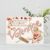 Cupido hart boog pijl Mend bruiloft uitnodiging (Staand voorkant)