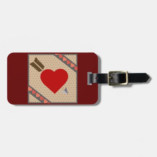 Cupido Hart met Pijl Romantische Valentijnse Patro Bagagelabel (Voorkant horizontaal)