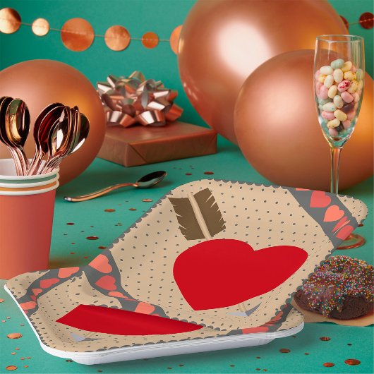 Cupido Hart met Pijl Romantische Valentijnse Patro Papieren Bordje