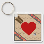 Cupido Hart met Pijl Romantische Valentijnse Patro Sleutelhanger (Voorkant)