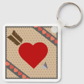 Cupido Hart met Pijl Romantische Valentijnse Patro Sleutelhanger (Achterkant)