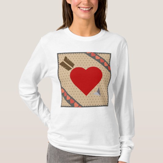 Cupido Hart met Pijl Romantische Valentijnse Patro T-shirt (Voorkant)