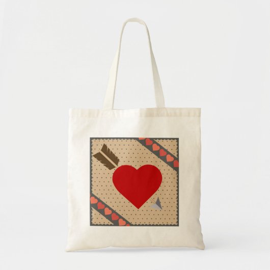 Cupido Hart met Pijl Romantische Valentijnse Patro Tote Bag (Voorkant)