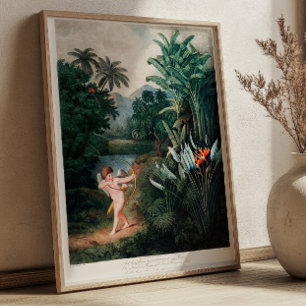 Cupido inspireert planten met liefde Vintage Poster