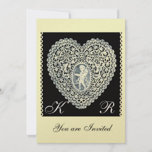 CUPIDO KANTEN HART MONOGRAM gouden metalen papier Kaart