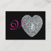 CUPIDO KANTEN HART MONOGRAM ,roze, fuchsia Visitekaartje (Achterkant)