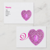CUPIDO KANTEN HART MONOGRAM ,roze, fuchsia Visitekaartje (Voorkant / Achterkant)