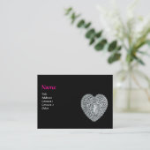 CUPIDO KANTEN HART MONOGRAM ,roze, fuchsia Visitekaartje (Staand voorkant)