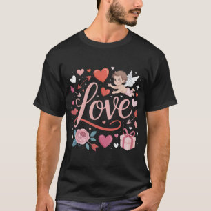 Cupido Liefdeshart Kunst Cute Valentijn Cherubijn T-shirt