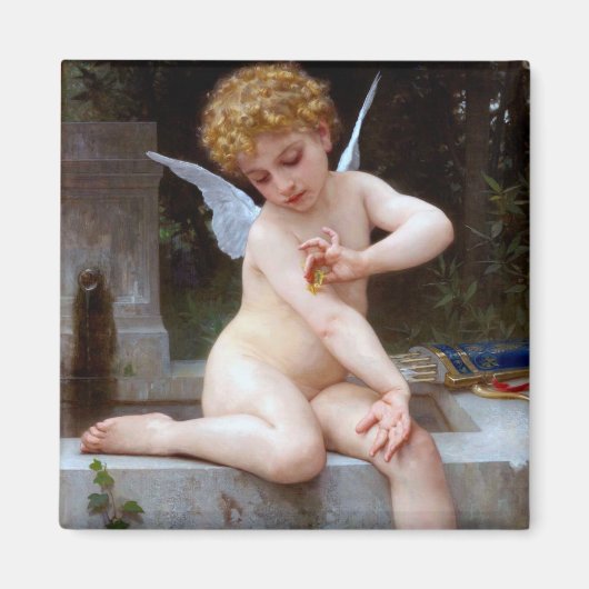 Cupido met een vlinder, Bouguereau Magneet (Voorkant)