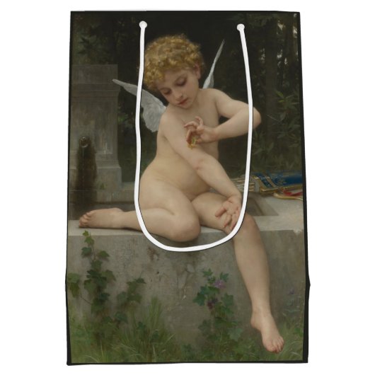 Cupido met een vlinder (door Bouguereau) Medium Cadeauzakje (Achterkant)