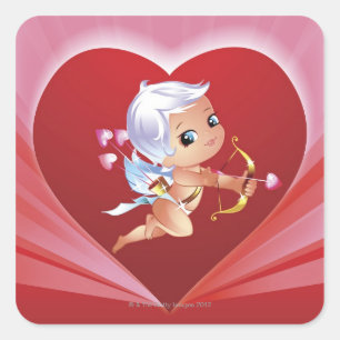 Cupido met pijl en boog vierkante sticker