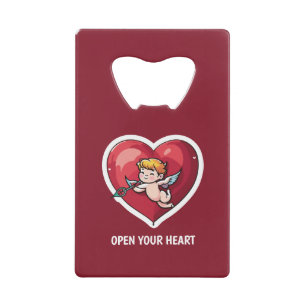Cupido op Rode Hart Kredietkaart Flessenopener