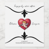 Cupido op Rode Hart Wijn Etiket (Enkel label)
