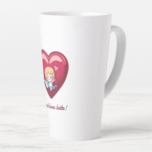 Cupido op Rood Hart met Roze Pijlhoofd Latte Mok (Rechterhoek)
