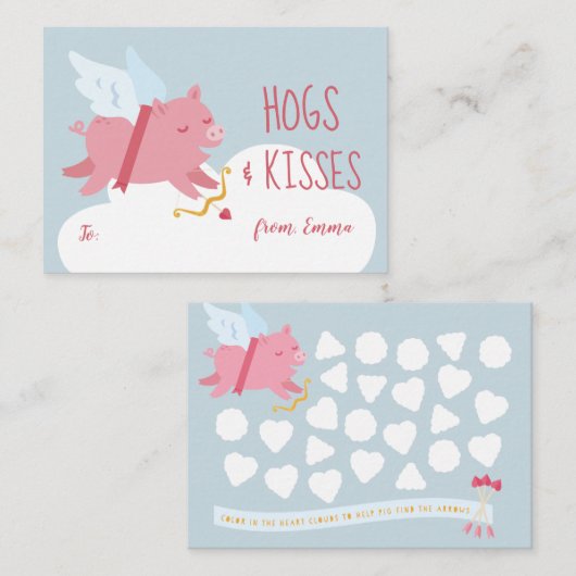 Cupido Pig Activity Classroom Valentijn Notitiekaartje (Voorkant / Achterkant)