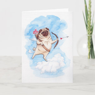 Cupido pug valentijn feestdagen kaart