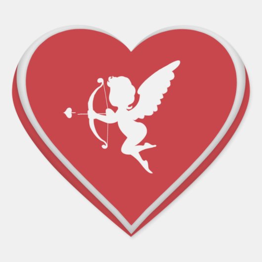 Cupido Rode Hart Sticker (Voorkant)