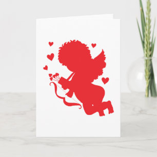 Cupido rood silhouet feestdagen kaart