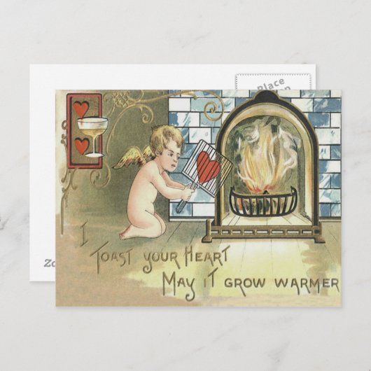 Cupido Toast Hart open haard Briefkaart (Voorkant / Achterkant)