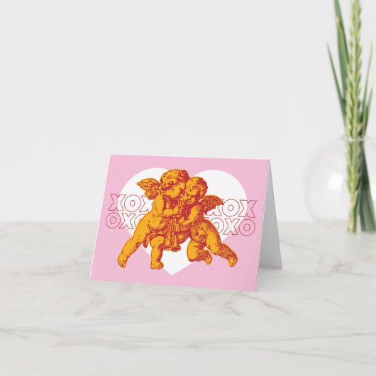 Cupido Valentijn Kaart. XOXO Aankondiging (Voorkant)