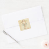 Cupido Valentijnsdag  Engel Rood Hart Oud Vierkante Sticker (Envelop)