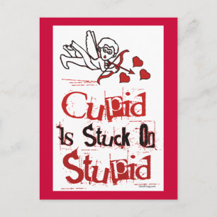Cupido zit vast aan een stom Briefkaart tegen Vale