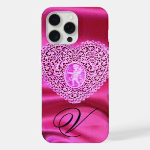 CUPIDON DENTELLE COEUR SOIE ROSE FUCHSIA TISSU MON
