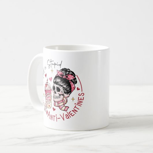 Cupidon est stupide anti-Valentin café Mug (Devant gauche)
