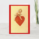 Cupidon sur un coeur Valentine - carte (Devant)