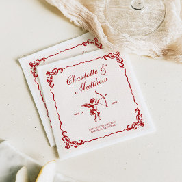 Cupido's Arrow Red Vintage Wedding Servet