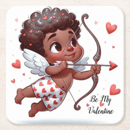 Cupido's charme is mijn Valentijn Vierkante Kartonnen Onderzetter