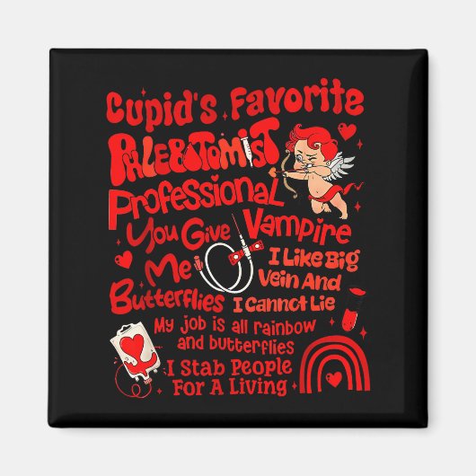 Cupido's favoriete flebotomist valentijnsflebotomi magneet (Voorkant)