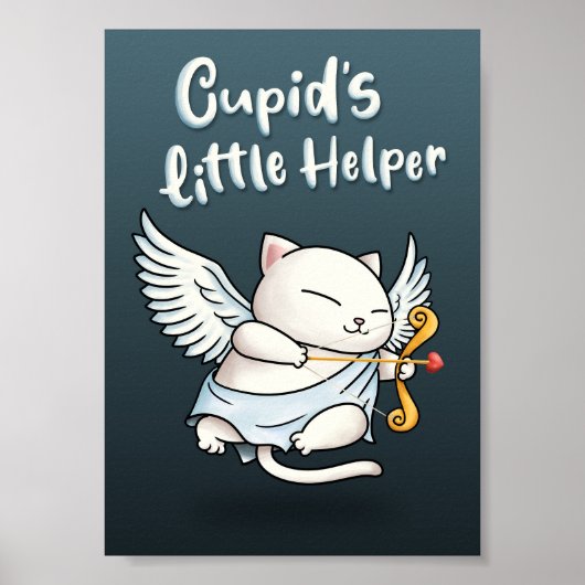Cupido's kleine helper Velentines kat Poster (Voorkant)