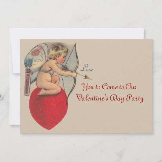 Cupido's Valentijnsbericht Feest Uitnodiging (Voorkant)