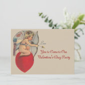 Cupido's Valentijnsbericht Feest Uitnodiging (Staand voorkant)