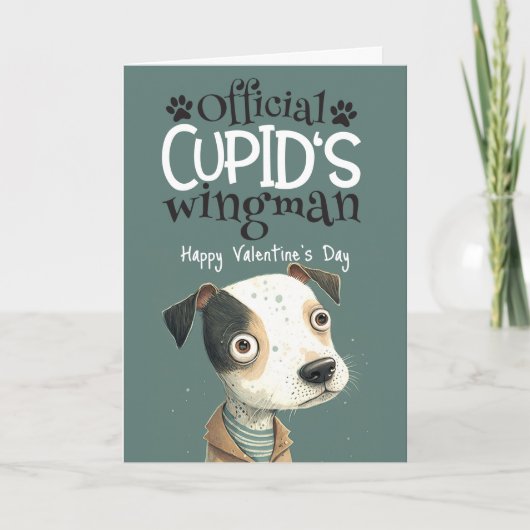 Cupido's vleugelman... Valentijn van de hond Feestdagen Kaart (Voorkant)
