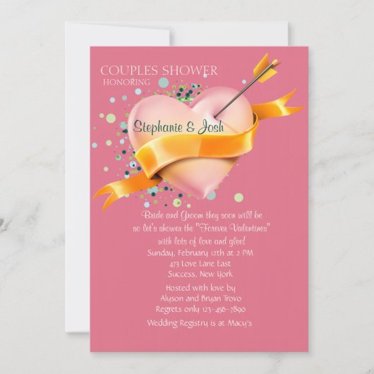 Cupid's Arrow Couples Bridal Shower Invitation Kaart (Voorkant)