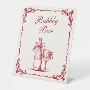 Cupid's Arrow Red Vintage Wedding Bubbly Bar Reclamebord Met Voetstuk