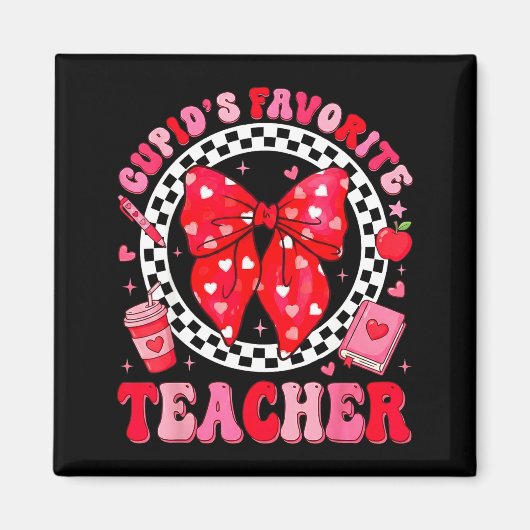Cupids Favorite Teacher Student Coquette Bow Valen Magneet (Voorkant)