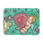 CUPID'S HEART ANd KITTEN VALENTIJN MAGNET Magneet (Horizontaal)