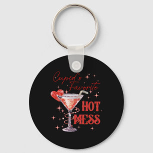 Cupid's Hot Mess Valentijn Martini Liefdes Kunst S Sleutelhanger