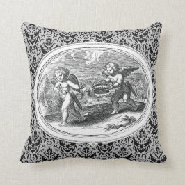 Cupids in een Antiek landschapsgravure Kussen
